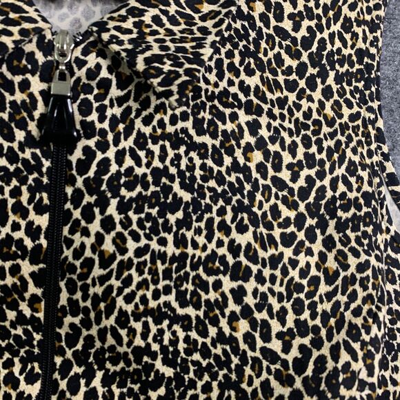Vintage Mob Wife Brunch Leopard Zip Vest Sz 22W Collar Stretch Halmode Plus - Picture 4 of 10